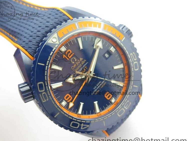 0316 Planet Ocean 45.5mm Big Blue Real Ceramic VSF 1:1 Best Edition on Blue Rubber Strap A8906 Super Clone Unique 7896